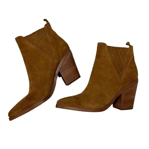Marc Fisher Gadri Pointed Toe Bootie Rhum Suede Size 10 Stacked Heel - Picture 5 of 8